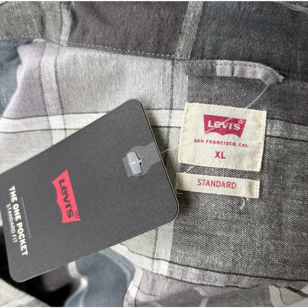 NWT Levi’s Plaid Short Sleeve Button Up Shirt XL Neutral Grunge - Picture 6 of 6